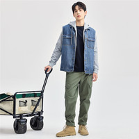 佐丹奴牛仔马甲男街头风工装口袋翻领牛仔背心外套男01074083 BB BB L