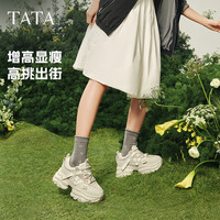 TATA他她繁星黑色老爹鞋女2025年厚底运动鞋女增高春CY201AM5 黑色（夏款） 42