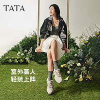 TATA他她繁星黑色老爹鞋女2025年厚底运动鞋女增高春CY201AM5 灰/银/紫（夏款） 36