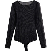 Intimissimi意舒漫女士长袖纯欲风蕾丝镂空打底透视连体衣BOD95A