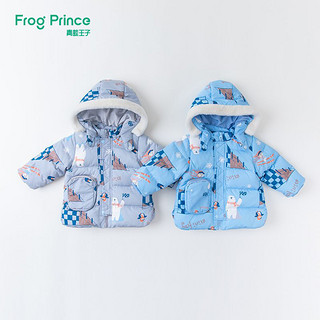 青蛙王子 FROG PRINCE 童装男小童中长款羽绒服冬季宝宝冬装加厚外套毛领连帽