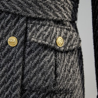 她池中长款外套2024秋季女装通勤OL风正肩宽松双排扣气质上衣 M