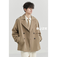 伯爵卓尔高级感西装领风衣男短款通勤休闲廓形外套男2024秋季 D431644 杏仁奶糖 2XL