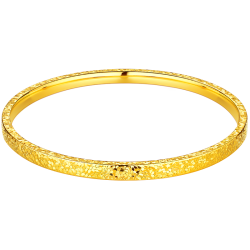 六福珠宝 光影金足金爱你久久碎碎冰黄金手镯计价 58mm-约9.99克
