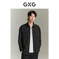 GXG 男装 商场同款 黑色肌理感工装风口袋衬衫外套 GEX10314673 黑色 L