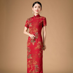斯尔丽 SIERLI.COLLECTION 春秋立领夏款轻奢连衣裙中长改良旗袍中国风连衣裙