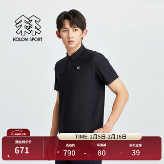 KOLON SPORT 可隆凉感POLO衫 男子AIRMESH网孔透汽T恤运动短袖 LHPT4MN127-BK 黑色 L