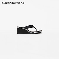 alexanderwang 亚历山大王徽标印花aw坡跟人字拖凉鞋