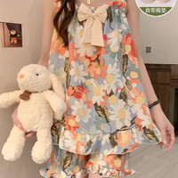 梦鸾 带胸垫睡衣女夏季泡泡棉吊带背心2025新款甜美可爱薄款家居服套装