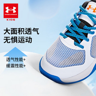 安德玛（Under Armour）儿童运动鞋耐磨防滑低帮跑鞋男中大童鞋2421202 白/蓝 37.5码 