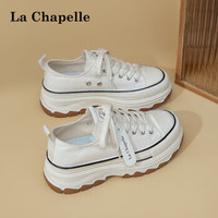 La Chapelle拉夏贝尔女鞋板鞋女厚底增高休闲鞋低帮简约帆布单鞋百搭轻便小白鞋子女
