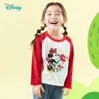 迪士尼宝宝（Disney Baby）春季童装男女儿童时尚休闲透气百搭儿童长袖T恤 ZD1ES008大红 110