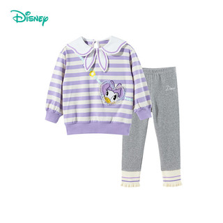 迪士尼宝宝（Disney Baby）春季男女童装时尚休闲舒适保暖儿童中大童卫衣长裤套装 ZD3DT035糖果紫 110