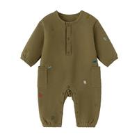 babylove婴儿连体衣春秋初冬刺绣加绒保暖哈衣爬服宝宝休闲外出服