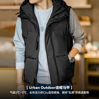 马登（Maden）可拆卸羽绒马甲男冬季保暖连帽背心外套新年面包服