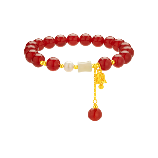 周大生银手串玛瑙莲花手链女士生日纪念日节日礼物送女友情人节礼物 银925玛瑙莲花手链
