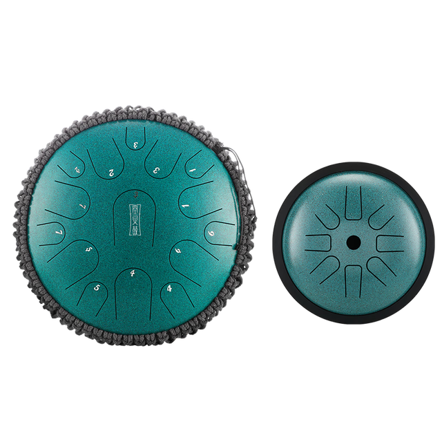 hluru鲁儒空灵鼓15音14英寸色空鼓钢舌鼓高音专业演奏打击乐器大鼓小鼓 专业级钛金刚15音大小鼓-孔雀石