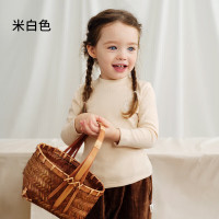 欧孕（OUYUN）儿童打底衫男童女童长袖t恤秋冬加厚上衣秋装半高领2025 米白 【A类品质 保暖加倍】 100