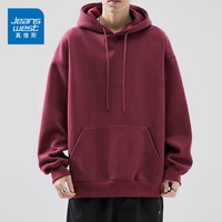 真维斯（Jeanswest）重磅卫衣男秋冬季2024潮牌痞帅连帽加绒上衣服外套男装 DX222 酒红 加绒 XL 【140-160斤】 酒红【加绒】 XL【140-160斤】
