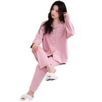 芬腾可安(FENTENGCARE)女士睡衣女春秋季舒适纯棉长袖翻领开衫可外穿休闲100%棉家居服Q2