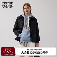 TEENIE WEENIE 小熊女装2024年冬装新款时髦翻领轻薄棉服外套短上衣 黑色 165/M