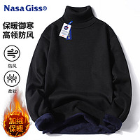 NASA GISS 高领毛衣男秋冬加绒保暖针织衫男士毛线衣 高领黑色加绒 L