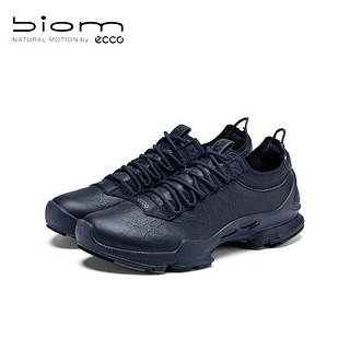 爱步（ECCO）【BIOM C】牛皮防滑耐磨户外登山运动鞋男 健步800424 午夜蓝 45