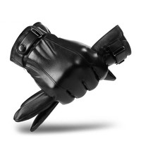 北诺 BETONORAY 皮手套男士冬季加绒保暖皮手套可触屏户外防寒防风驾驶皮手套 黑色