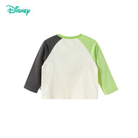迪士尼宝宝春季童装男女儿童时尚休闲透气百搭儿童长袖T恤 ZD1ES020杏白绿灰 110