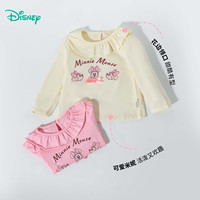 迪士尼宝宝春季童装男女儿童时尚休闲透气百搭儿童长袖T恤 ZD1ES012杏白 120