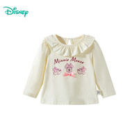 迪士尼宝宝春季童装男女儿童时尚休闲透气百搭儿童长袖T恤 ZD1ES012杏白 110