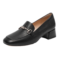 百丽通勤乐福鞋女羊皮革压纹OL单鞋BZ520CA3 黑色 33