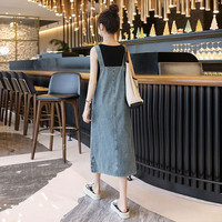 丝柏舍 SPECIAL牛仔背带裙2025夏装新款女装学院风宽松休闲中长款连衣裙