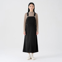 無印良品 MUJI 女式 灯芯绒 背带裙中长款连衣裙半身裙女秋款裙子美拉德BE10CC3A 黑色 L