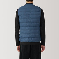 无印良品（無印良品 MUJI） 男式 轻量羽绒便携式 背心 马甲 马夹 保暖易收纳 24年冬 烟熏蓝色 S 165/84A