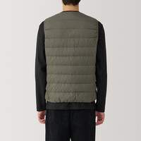 无印良品（無印良品 MUJI） 男式 轻量羽绒便携式 背心 马甲 马夹 保暖易收纳 24年冬 烟熏绿色 S 165/84A