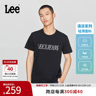 Lee 25早春新品标准版圆领字母印花设计凉感轻薄男短袖T恤休闲潮 黑色 L