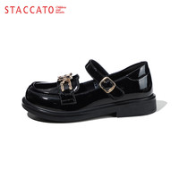 思加图童鞋女童乐福鞋春秋季小女孩软底黑皮鞋儿童公主鞋中大童返校单鞋 O97439黑色 32