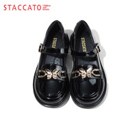 思加图童鞋女童乐福鞋春秋季小女孩软底黑皮鞋儿童公主鞋中大童返校单鞋 O97439黑色 34