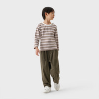無印良品 MUJI（無印良品 ） 大童 天竺织条纹长袖T恤 童装打底衫儿童男童女童CB10CC4A 烟灰紫色条纹 120/60A