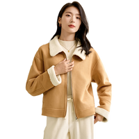 初申秋冬旷野美拉德加绒短外套女时尚翻领麂皮绒夹克外套S144F6012