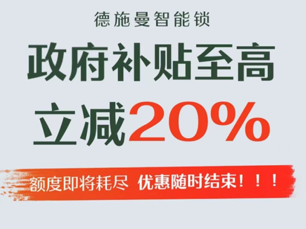 德施曼智能锁 享政府补贴立减20%