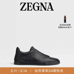 ZEGNA 杰尼亚男鞋黑色鹿皮Triple Stitch™奢华休闲鞋 黑色 40.5 (6.5)