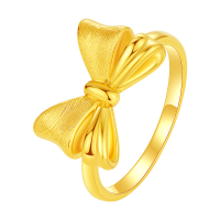 CHOW TAI SENG 周大生 黄金戒指女足金戒指蝴蝶结戒指蝴蝶