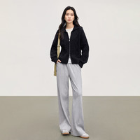 对白复古绞花双开拉链毛衣开衫女2024年秋冬时髦百搭针织外套 静谧黑 XL