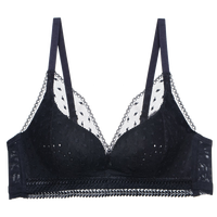 爱慕内衣女无钢圈蕾丝性感聚拢洞洞杯薄款文胸胸罩AM17LE1S 黑色 B75