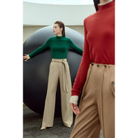 AMII2024秋冬简洁通勤基础款百搭半高领修身毛衣女显瘦长袖上衣 瓦红 M (160) 160/84A/M