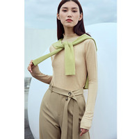 AMII2024秋冬简洁通勤基础款百搭半高领修身毛衣女显瘦长袖上衣 花驼 M (160) 160/84A/M