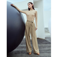 AMII2024秋冬简洁通勤基础款百搭半高领修身毛衣女显瘦长袖上衣 花驼 S (155) 155/80A/S