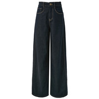 三彩2025春季新款高腰牛仔裤阔腿裤长裤拖地宽松休闲显瘦女